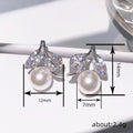 Faux Pearl Leaf Stud Earrings Gold Tone and Silver Tone view 4