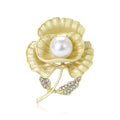 Satin Metal Pansy Brooch With Pearl in Gold or Silver Tone view 1