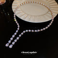 Silver Teardrop Crystal Open Choker Dual Drop Ends view 2