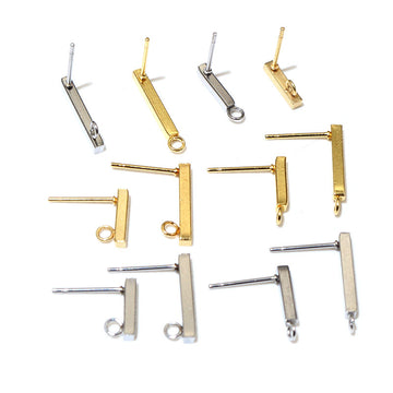 Slim Bar Earring Posts With Hanging Loops in Eight Styles