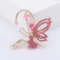 Seated Winged Fairy Crystal Brooch With Pearl Accent view 8