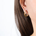 Marquise Clear Glass Open Hoop Earrings Gold Steel view 7