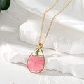 Gold Tone Pressed Flower Resin Pendant Necklaces in Eleven Shapes view 3