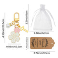 Gold-Tone Pink And White Flower Cross Charm Snap Clasp Keychain view 4