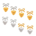 Bow Heart Drop Stud Earrings Gold Steel And Two-Tone view 5