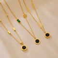 Stainless Steel Roman Disc Necklace Shell Bracelet Gold Silver Rose view 2