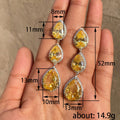 Yellow Triple Pear Stone Drop Earrings Metal Jewelry Design view 4