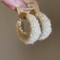 Textured Woven Hoop Earrings in Ivory and Burgundy view 6