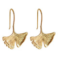 Gold Tone Long Stem Ginkgo Leaf Hook Earrings For Women view 5