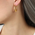 Hammered U Shape Hoop Earrings Gold Or Steel Finish view 7