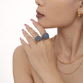 Gold Dome Pave Cocktail Ring Turquoise White Blue Emerald Pink view 2