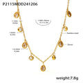 Teardrop Crystal Station Necklace in Five Color Styles view 9
