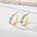 Gold Tone Crystal Enamel Heart Evil Eye Hoop Earrings in Five Colors view 3