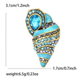 Antique Gold Enamel Rhinestone Conch Shell Brooch Pink Blue view 5