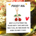 Enamel Cherry or Strawberry Charm Clip with Pocket Hug Message Card view 1