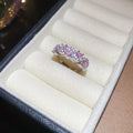 Silver Pink Zircon Open Rings Flower Halo Dual Stone view 8