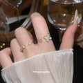 Open Flower And Band Ring Two-Piece Sets Silver Gold view 3