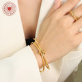 Double Wire Knot Open Cuff Bangle And Matching Knot Ring view 3