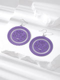 Silver Tone Round Openwork Face Hook Earrings in Six Colors view 6