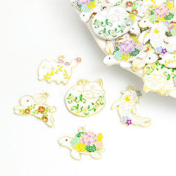Colorful Rabbit and Turtle Enamel Alloy Charm Pendants