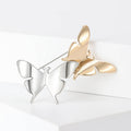 Matte Silver Gold Dual Tone Twin Butterfly Pair Brooch view 6