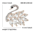 Rhinestone Swan Brooch Clear Marquise Crystal Bird Pin view 6