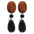 Wood Oval Black Teardrop Stud Earrings Fashion Jewelry for Women view 5