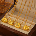 Gold Steel Bitten Pendant Snake Chain Necklace Czech Zircon view 4