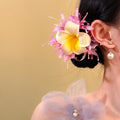 Fabric Plumeria Flower Duckbill Hair Clips Six Colors view 2