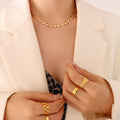 Linked Heart Teardrop Necklace and Bracelet Gold or Steel view 7