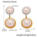 Double Shell Pearl Drop Earrings Gold And Two-Tone view 6