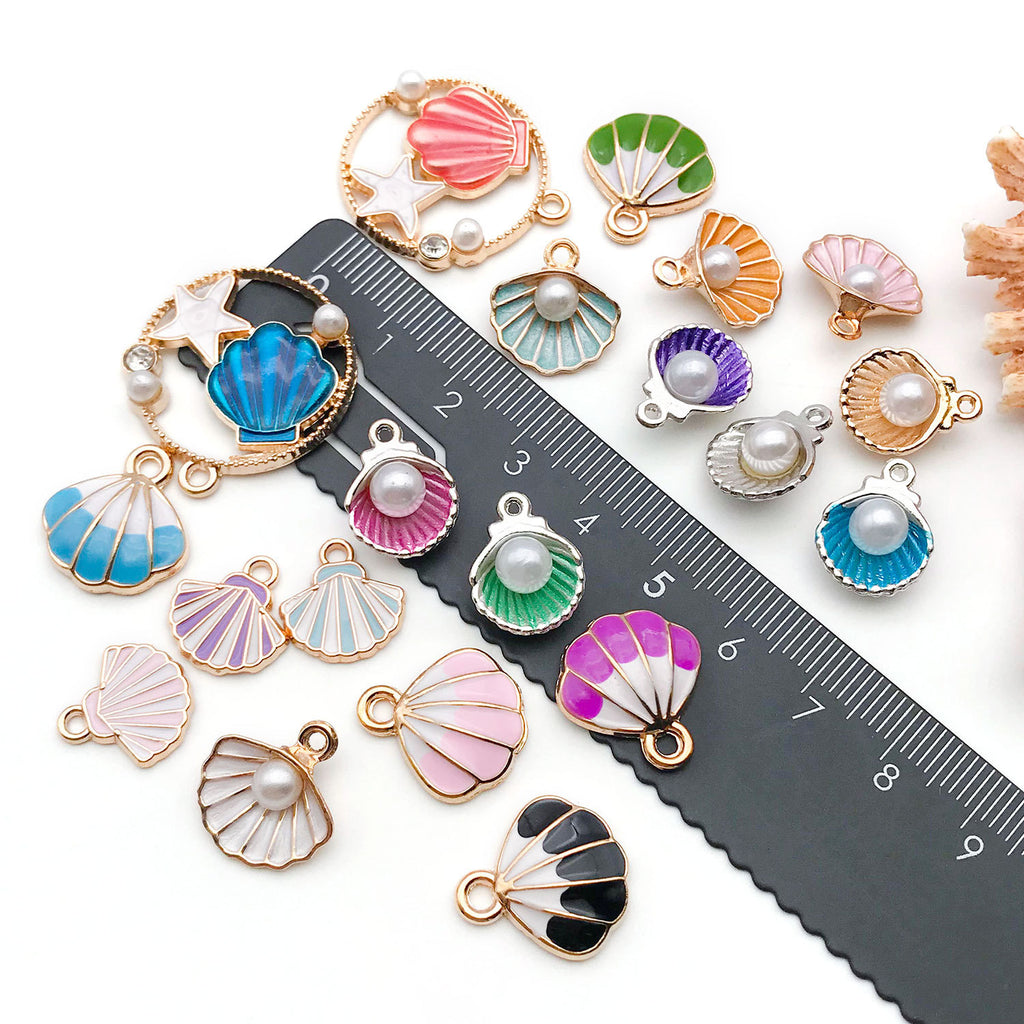 Enamel Zinc Alloy Shell Starfish charm pendants for DIY bracelets necklaces earrings keychains