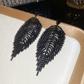 Crystal Leaf Fringe Earrings in Five Color Options view 8
