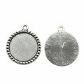 Notched Border Round Cabochon Pendant Settings in Two Finishes view 1