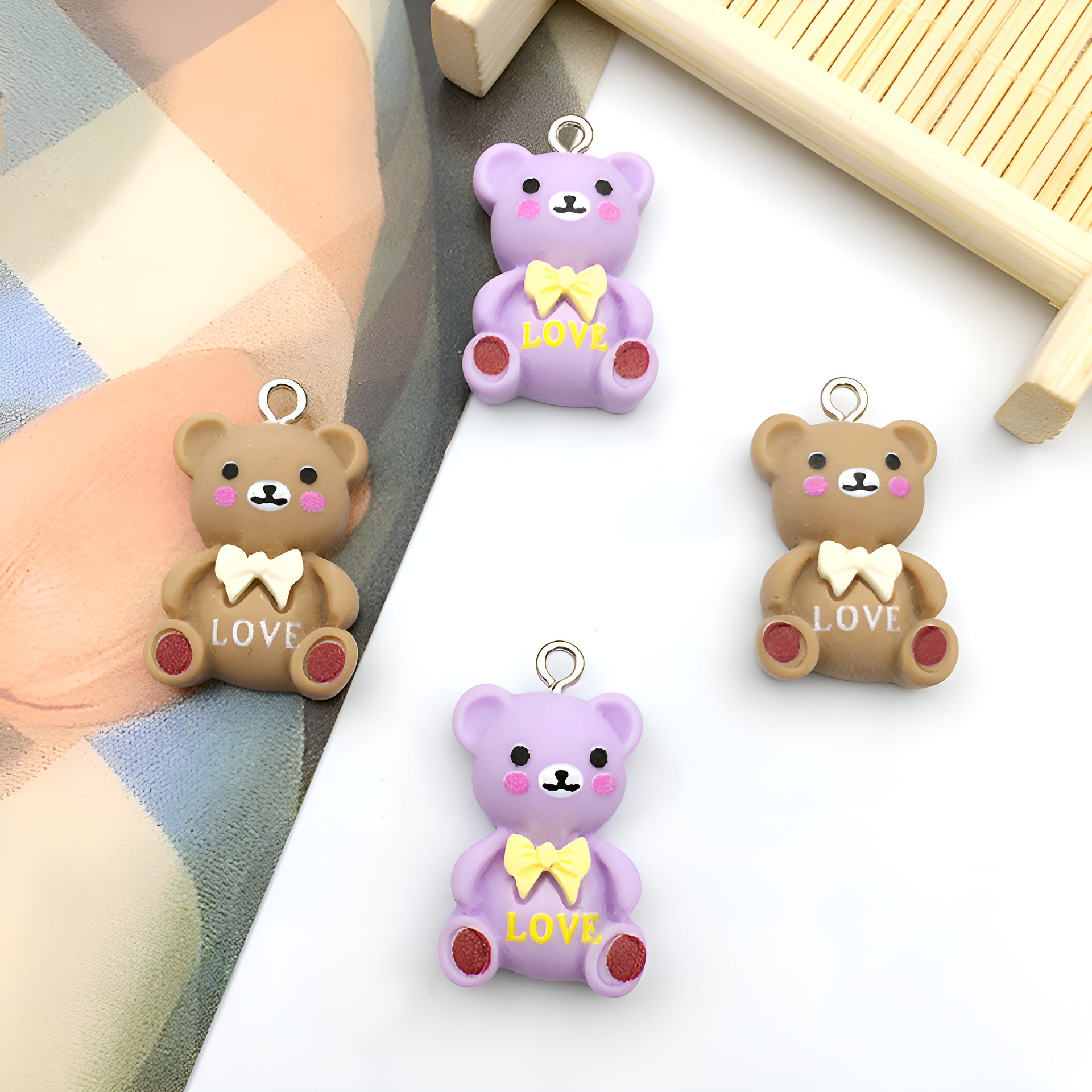 Resin Cartoon Bow Bear Butterfly Charm Pendant for DIY Cream Glue Earrings Bracelet Keychain