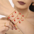 Gold Red Enamel Christmas Tree Zircon Necklace Bracelet Earrings view 3