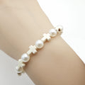 Pearl Cross Bead Stretch Bracelet Cream Tone Beads view 4