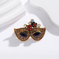 Blue Gold Tone Bauhinia Flower Crystal Metal Brooch Pin view 4