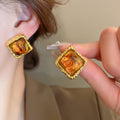 Brown Resin Geometric Stud and Clip On Earrings Collection view 11
