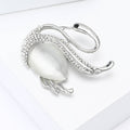 Cat Eye Effect Swan Brooch in Rose Gold or Silver Tone view 3