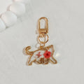 Gold Tone Pressed Flower Cat Resin Clip Keychains in Eight Designs view 9