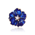 Red Peony Crystal Enamel Two Designs Metal Brooch Pin view 7