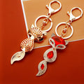 Faceted Gem Fox Keychains in Royal Blue Red and Assorted Colors view 4