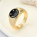 Gold Tone Enamel Smiley, Yin Yang and Mushroom Adjustable Rings view 6