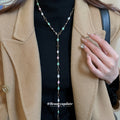 Gold Multicolor Resin Oval Y Necklace And Hand Bracelet view 4