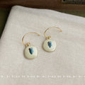 Gold Hook Enamel Avocado Leaf Pearl Frame Drop Earrings view 7