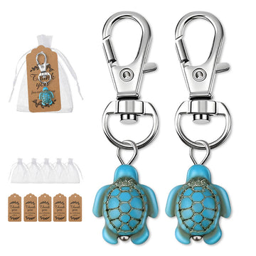 Turquoise Blue Sea Turtle Lobster Clasp Keychain Charm