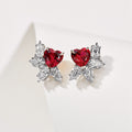 Red Heart Clear Marquise Cluster Stud Earrings Silver view 2