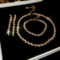 Irregular Crystal Fringe Three Piece Jewelry Set In Gold Or Silver Tone view 6