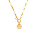 Gold OT Toggle Clasp Beloved Round Disc Chain Necklace view 5